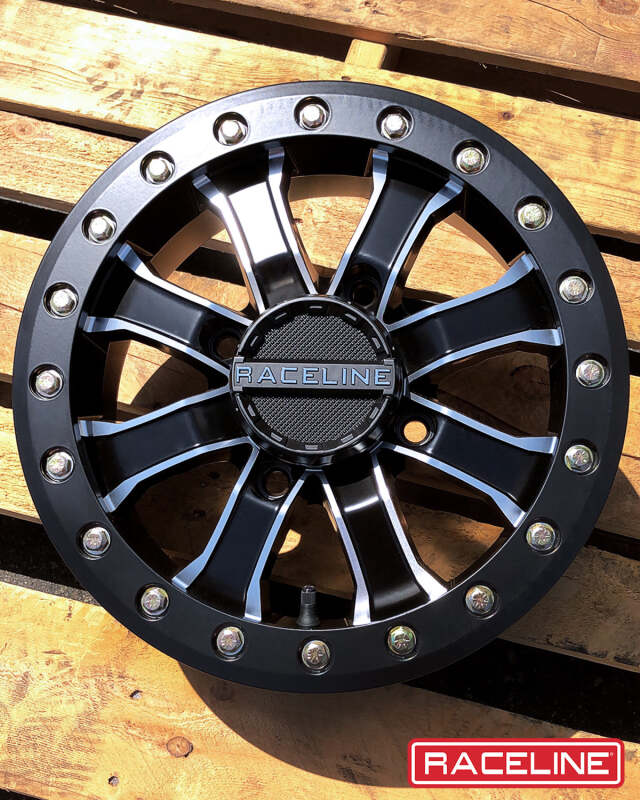 Raceline A71MB Mamba 15x6in/4x137 BP/40mm Offset/110.18mm Bore - Black & Machined Beadlock Wheel