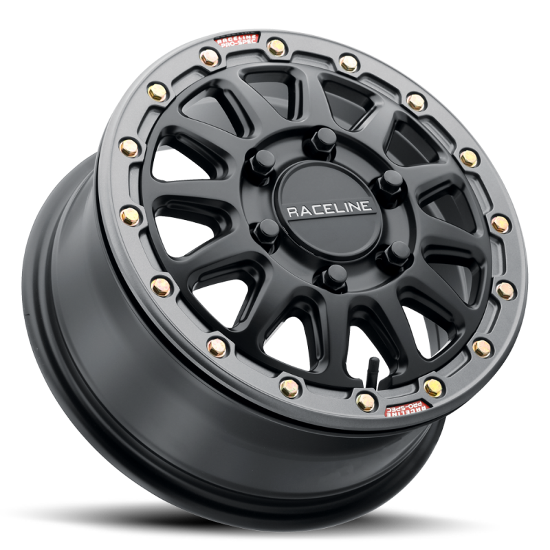 Raceline A14BG Alpha 17x7in/5x114.3 BP/40mm Offset/68mm Bore- Blk & Gunmetal Ring Beadlock Wheel