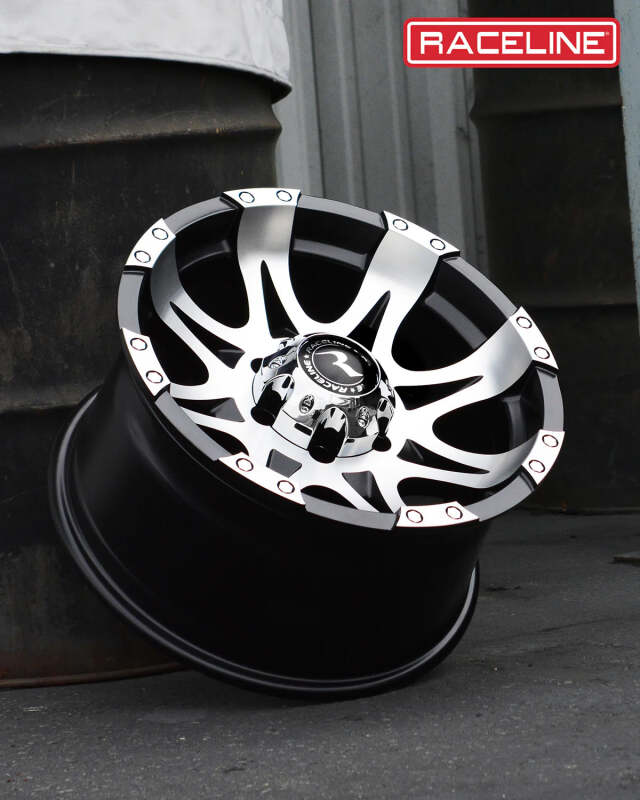 Raceline 982 Raptor 16x8in / 8x170 BP / 0mm Offset / 130.81mm Bore - Black & Machined Wheel