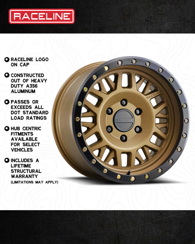 Raceline 951BZ Ryno 18x9in / 8x170 BP / 18mm Offset / 130.81mm Bore - Bronze Wheel
