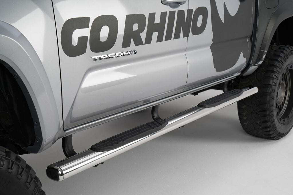 4 Inch 1000 Series SideSteps & Bracket Kit Stainless Steel 2007-2021 Toyota Tundra Go Rhino