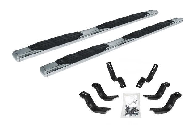 5 Inch 1000 Series Side Steps with Mounting Brackets Kit Polished Stainless Steel 2017-2026 Ford F-250/F-350 Go Rhino
