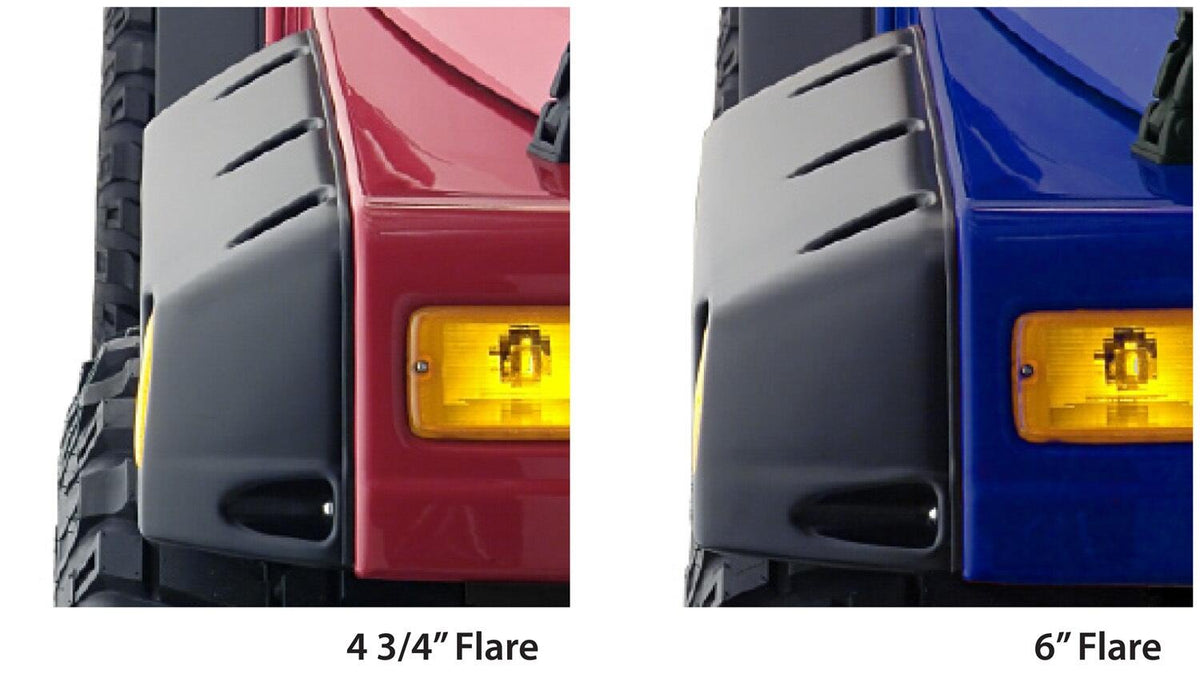 Black Pocket/Rivet Style Textured Finish 4-Piece Fender Flare Set For 1997-2006 Jeep Wrangler TJ Bushwacker