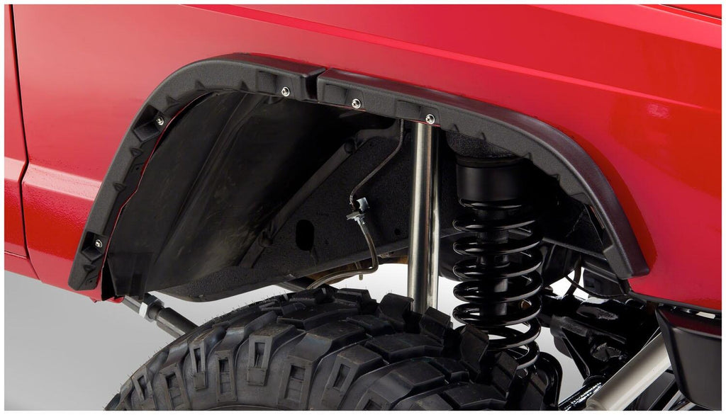 Black Jeep Flat Style Textured Finish 4-Piece Fender Flare Set For 1984-2001 Jeep Cherokee Bushwacker