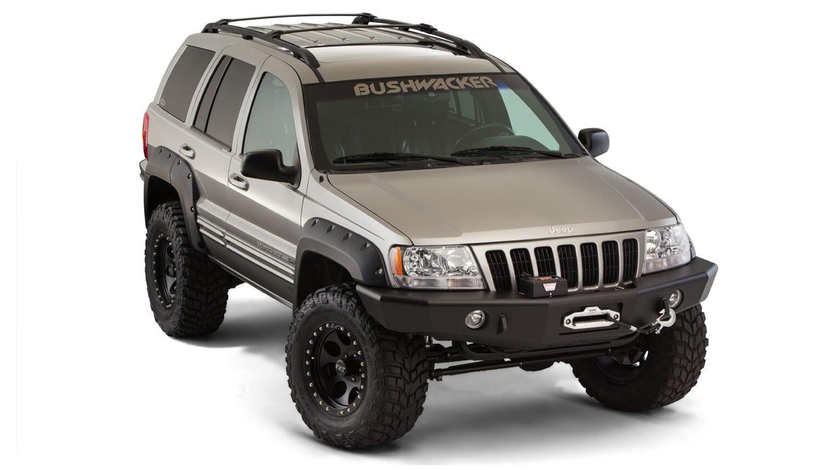 Black Jeep Cutout Style Textured Finish 4-Piece Fender Flare Set For 1999-2004 Jeep Grand Cherokee Bushwacker
