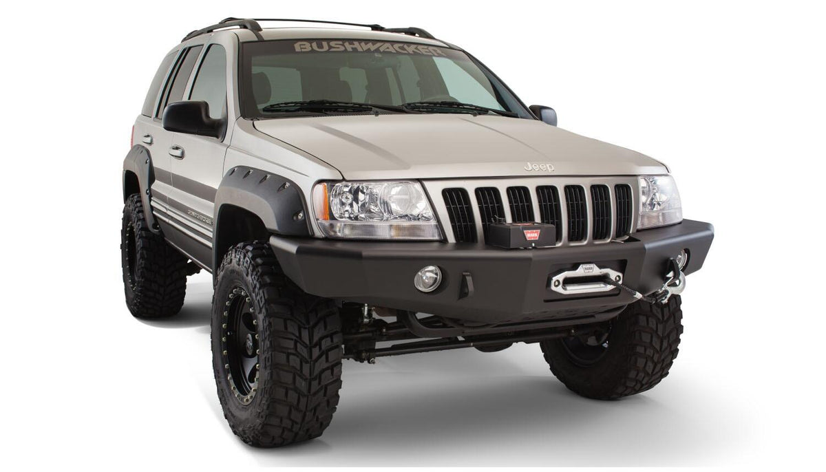 Black Jeep Cutout Style Textured Finish 4-Piece Fender Flare Set For 1999-2004 Jeep Grand Cherokee Bushwacker