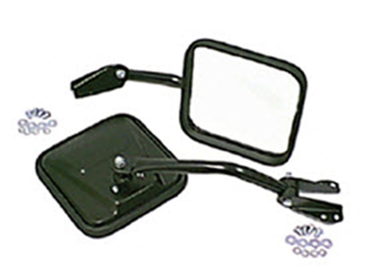 Door Mirror Kit Convex Glass Black 55-86 Jeep CJ Rugged Ridge