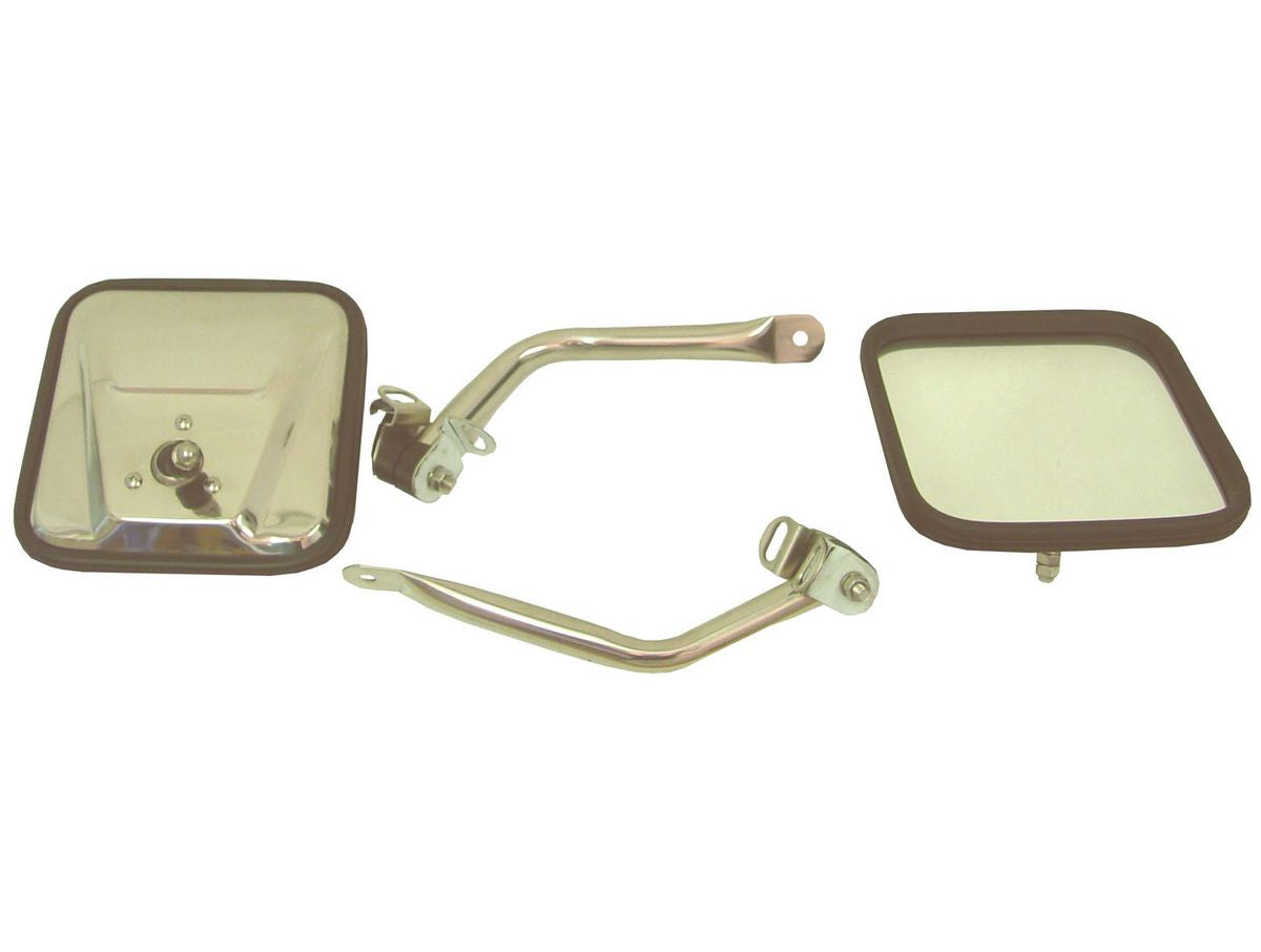 Door Mirror Kit CJ-Style Stainless Steel 97-06 Jeep Wrangler TJ Rugged Ridge