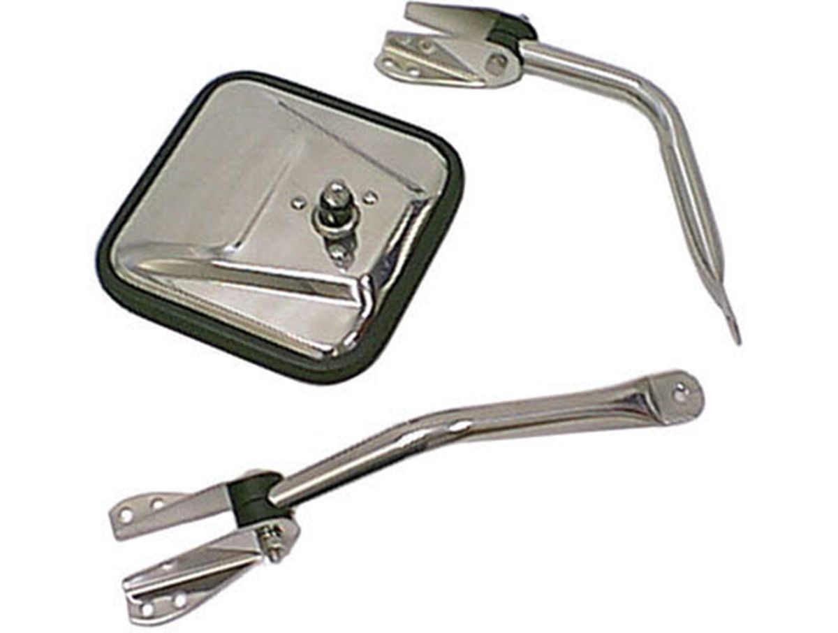 This Chrome Square Mirror Head from Rugged Ridge Fits 55-86 Jeep Cj. Rugged Ridge
