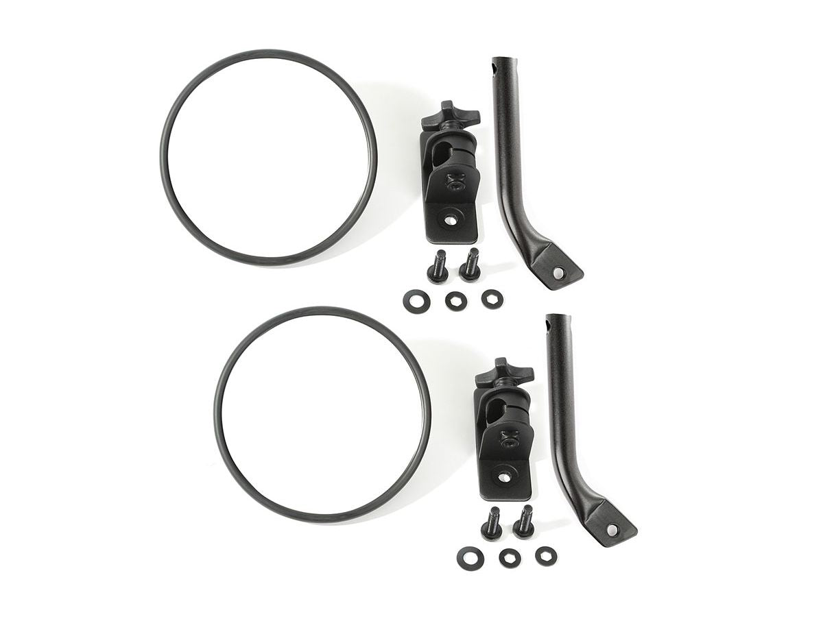 Stubby Trail Mirror Round Pair Textured Black 97-18 Jeep Wrangler JK Rugged Ridge