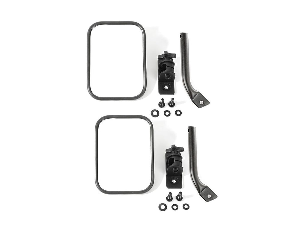 Stubby Trail Mirror Rectangular Pair Txt Blk 97-18 Jeep Wrangler JK Rugged Ridge