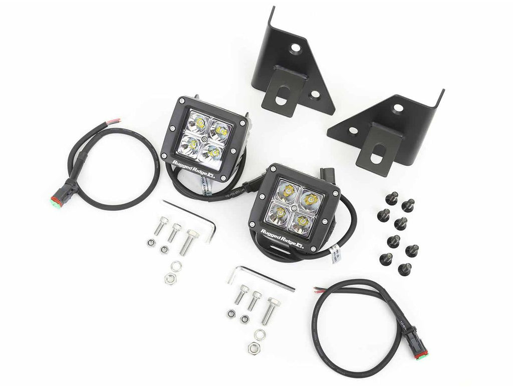 Light Kit Windshield Mounted Square Black 76-95 Jeep CJ/YJ Rugged Ridge
