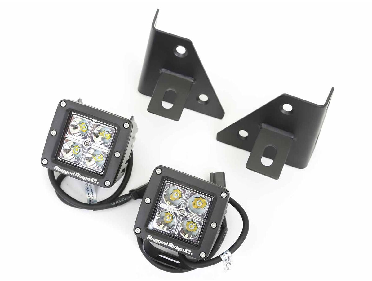 Light Kit Windshield Mounted Square Black 76-95 Jeep CJ/YJ Rugged Ridge