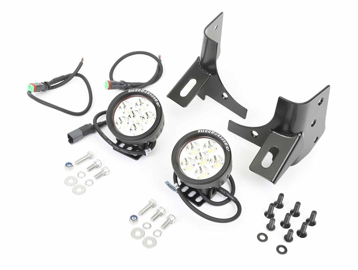 Light Kit Windshield Mounted Round Black 97-06 Wrangler TJ Rugged Ridge