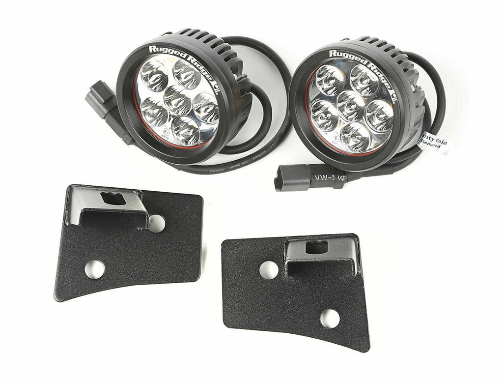 Light Kit Windshield Mounted 3,5 Inch Round Black 07-18 Wrangler JK Rugged Ridge