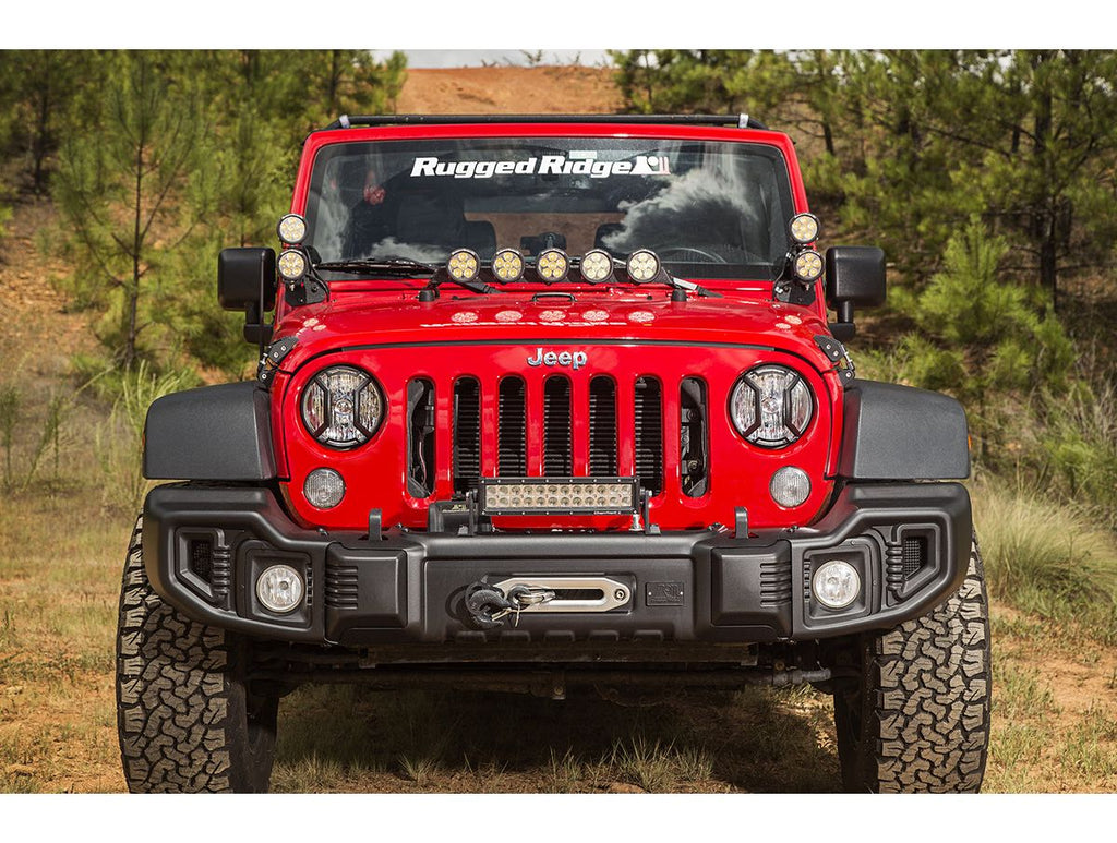 Elite Euro Guard Kit Headlight Textured Black 07-18 Wrangler JK/JKU Rugged Ridge