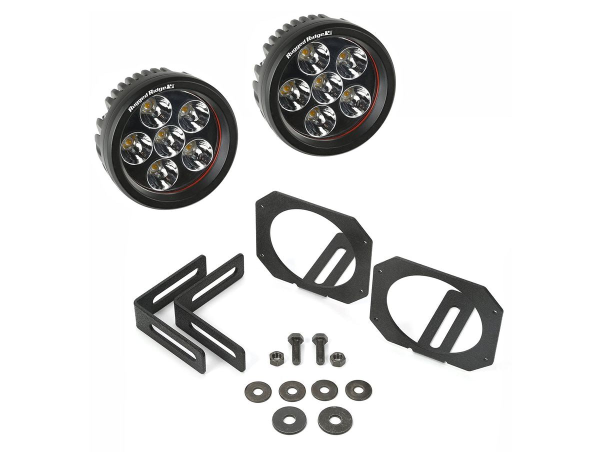 Light Kit Circular Mounts Round 07-18 Jeep Wrangler JK Rugged Ridge
