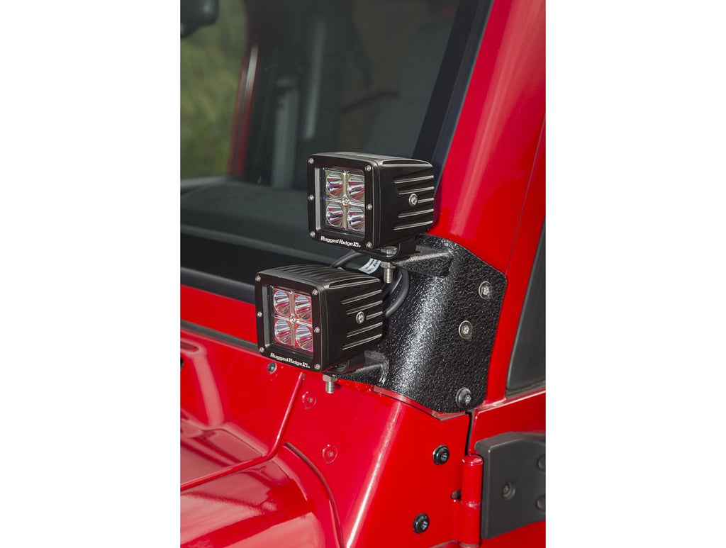 This Dual A-Pillar Light Mount from Rugged Ridge Fits 97-06 Jeep Wrangler TJ/Lj. Rugged Ridge