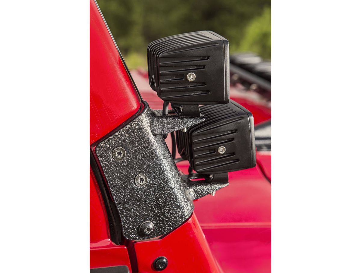 This Dual A-Pillar Light Mount from Rugged Ridge Fits 97-06 Jeep Wrangler TJ/Lj. Rugged Ridge