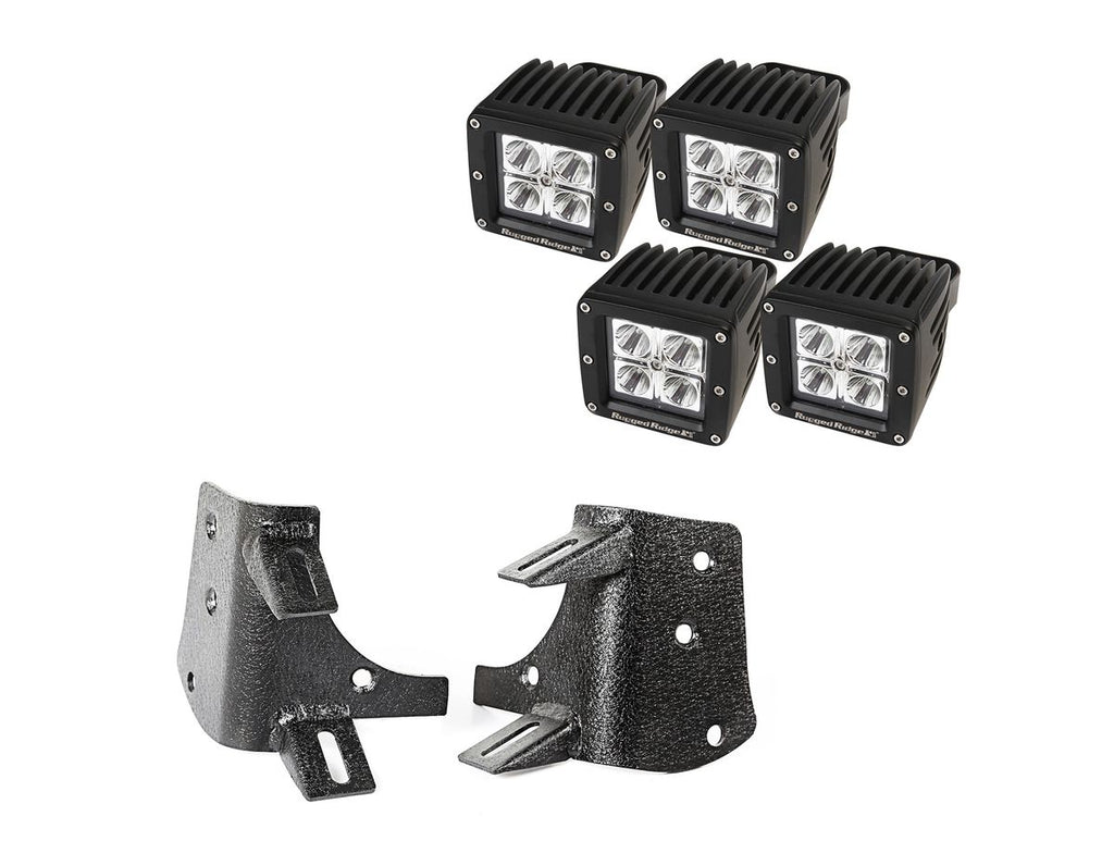 Light Kit Dual A-Pillar 3 Inch Square 97-06 Jeep Wrangler TJ/LJ Rugged Ridge