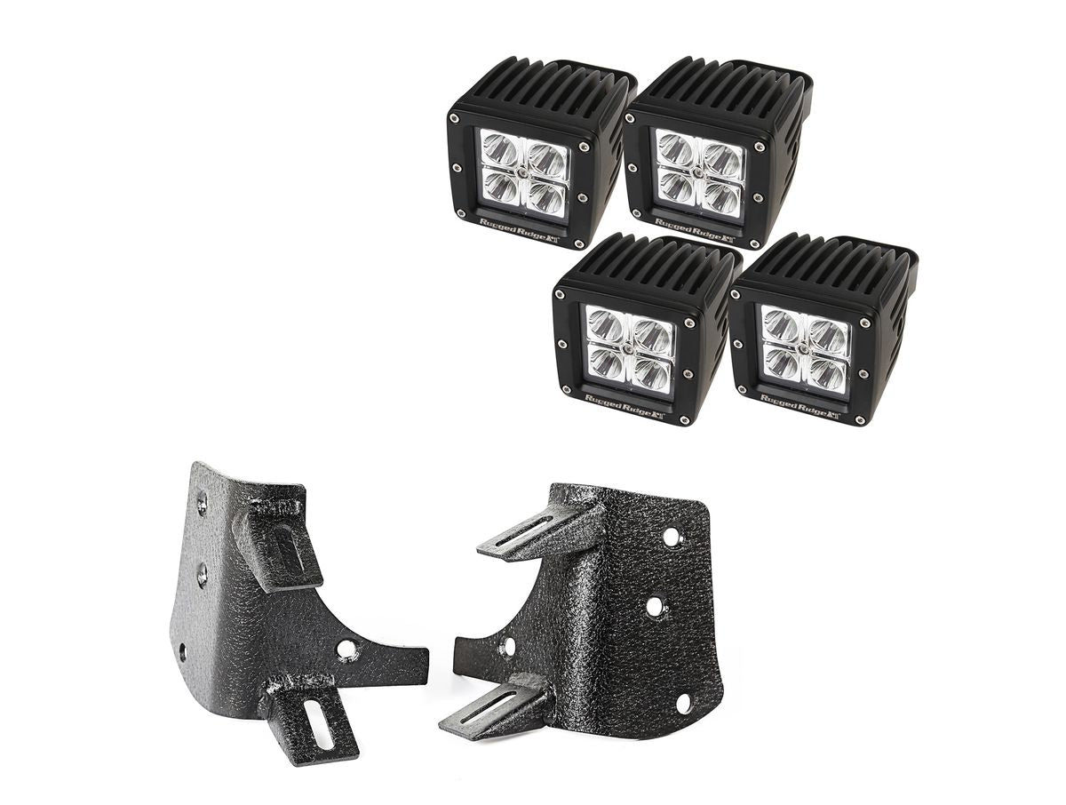 Light Kit Dual A-Pillar 3 Inch Square 97-06 Jeep Wrangler TJ/LJ Rugged Ridge