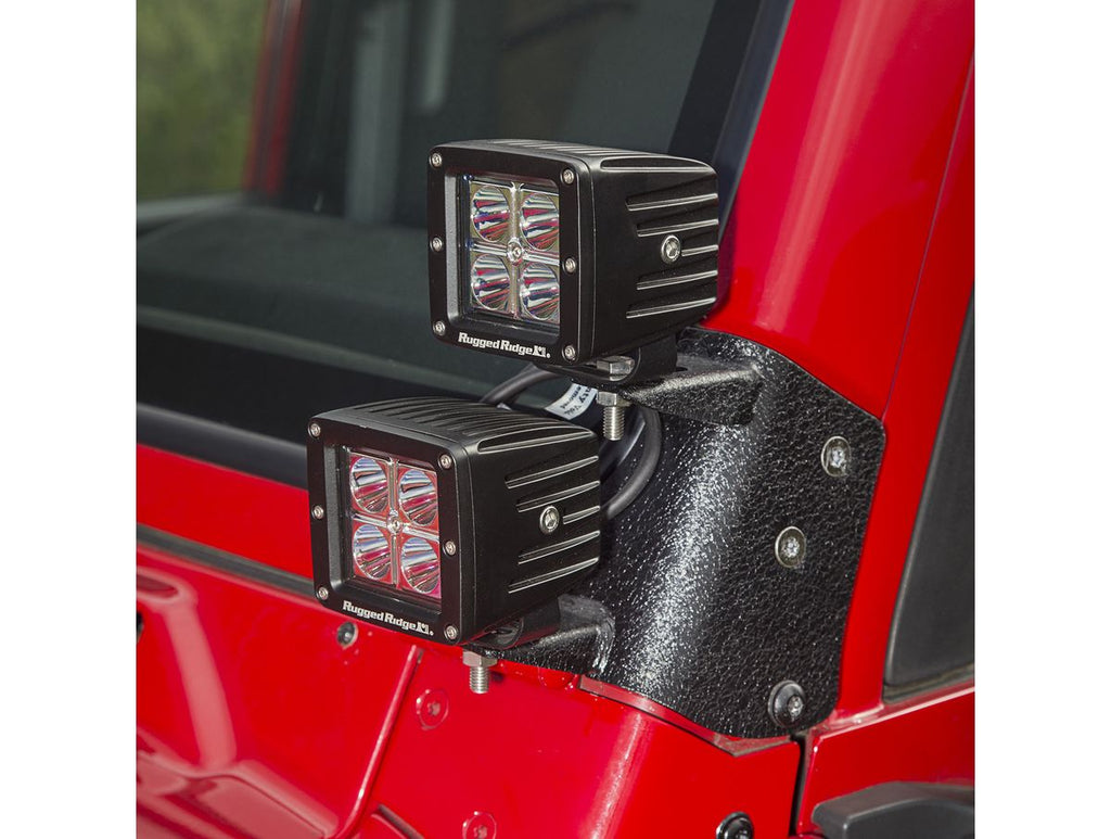 Light Kit Dual A-Pillar 3 Inch Square 97-06 Jeep Wrangler TJ/LJ Rugged Ridge