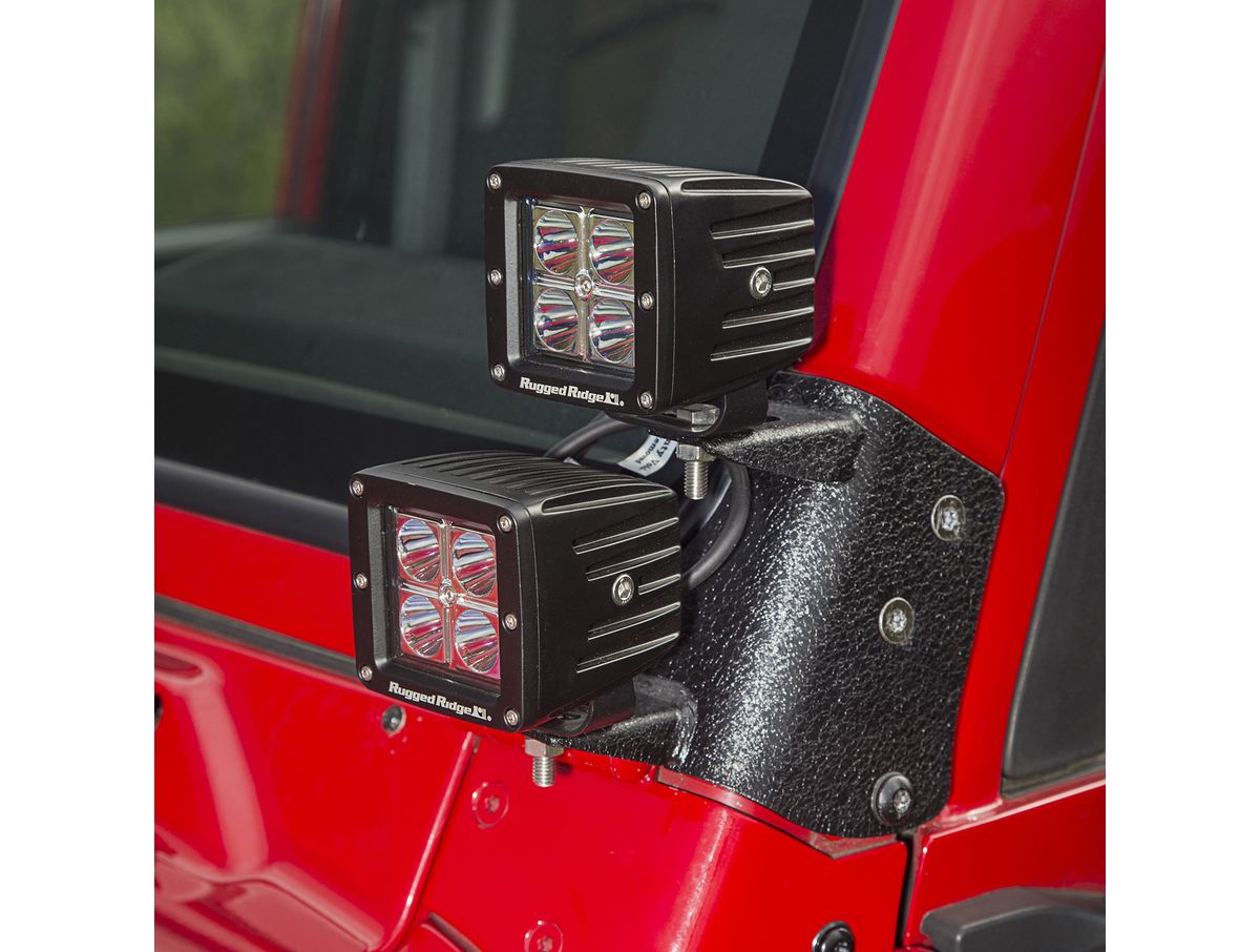 Light Kit Dual A-Pillar 3 Inch Square 97-06 Jeep Wrangler TJ/LJ Rugged Ridge