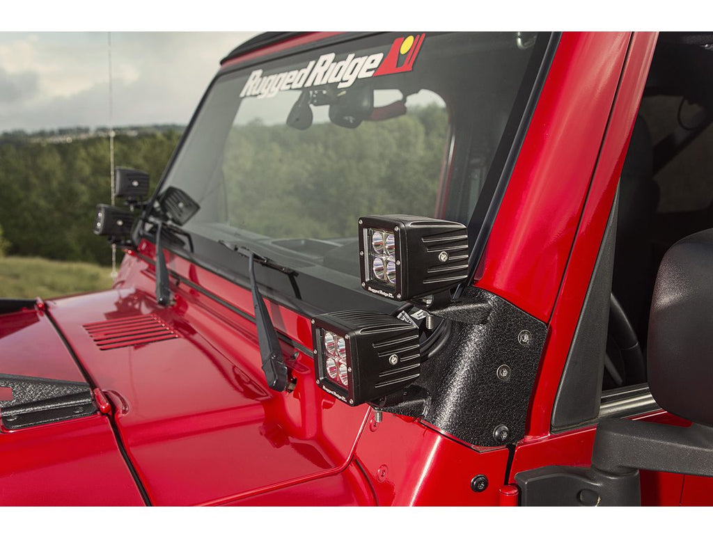 Light Kit Dual A-Pillar 3 Inch Square 97-06 Jeep Wrangler TJ/LJ Rugged Ridge