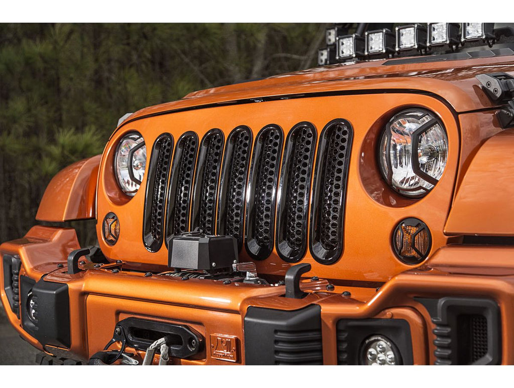 Grille Insert Kit Perforated Black 07-18 Jeep Wrangler Rugged Ridge