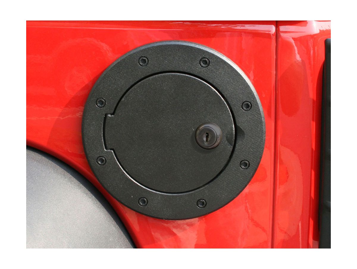 Gas Cap Door Locking Black Aluminum 07-18 Jeep Wrangler JK Rugged Ridge