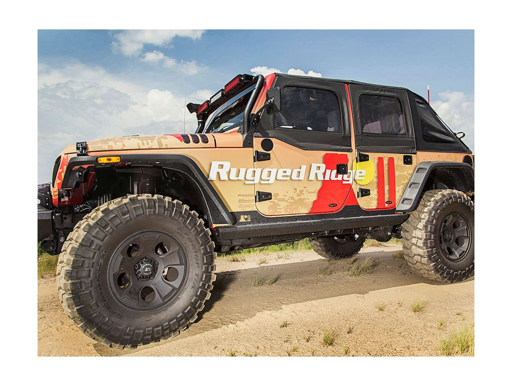XHD Rock Sliders Steel 07-18 Jeep Wrangler JK 4 Door Rugged Ridge