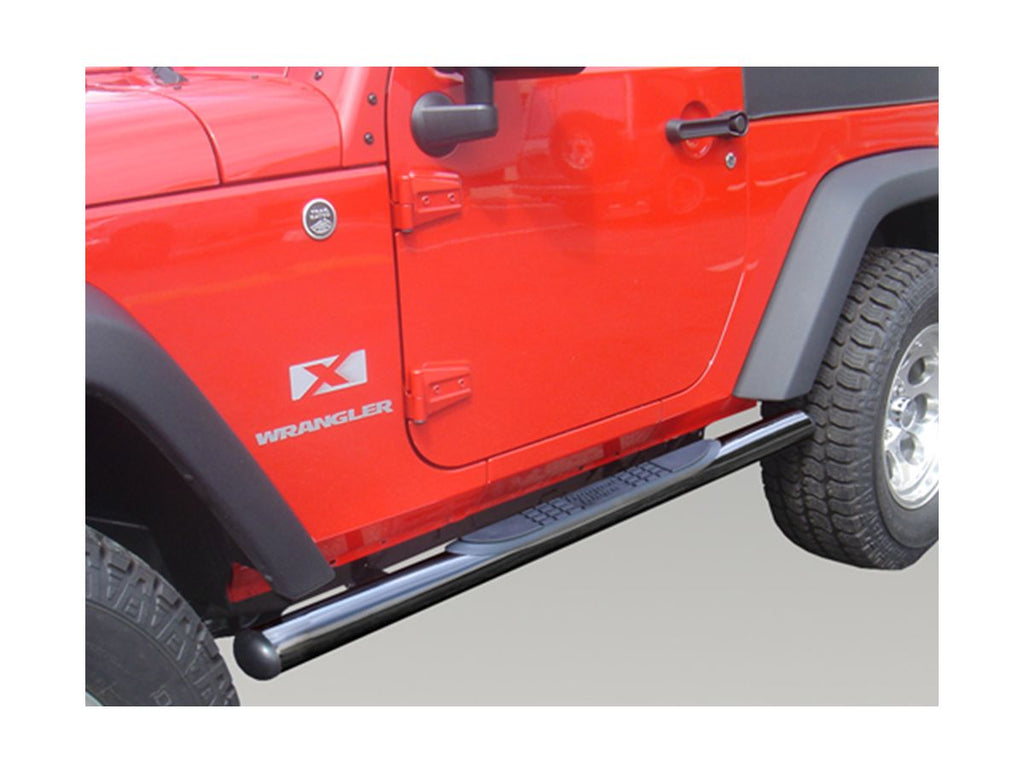 Tube Side Step Kit Round 3 Inch Black 07-18 Jeep Wrangler JK Rugged Ridge