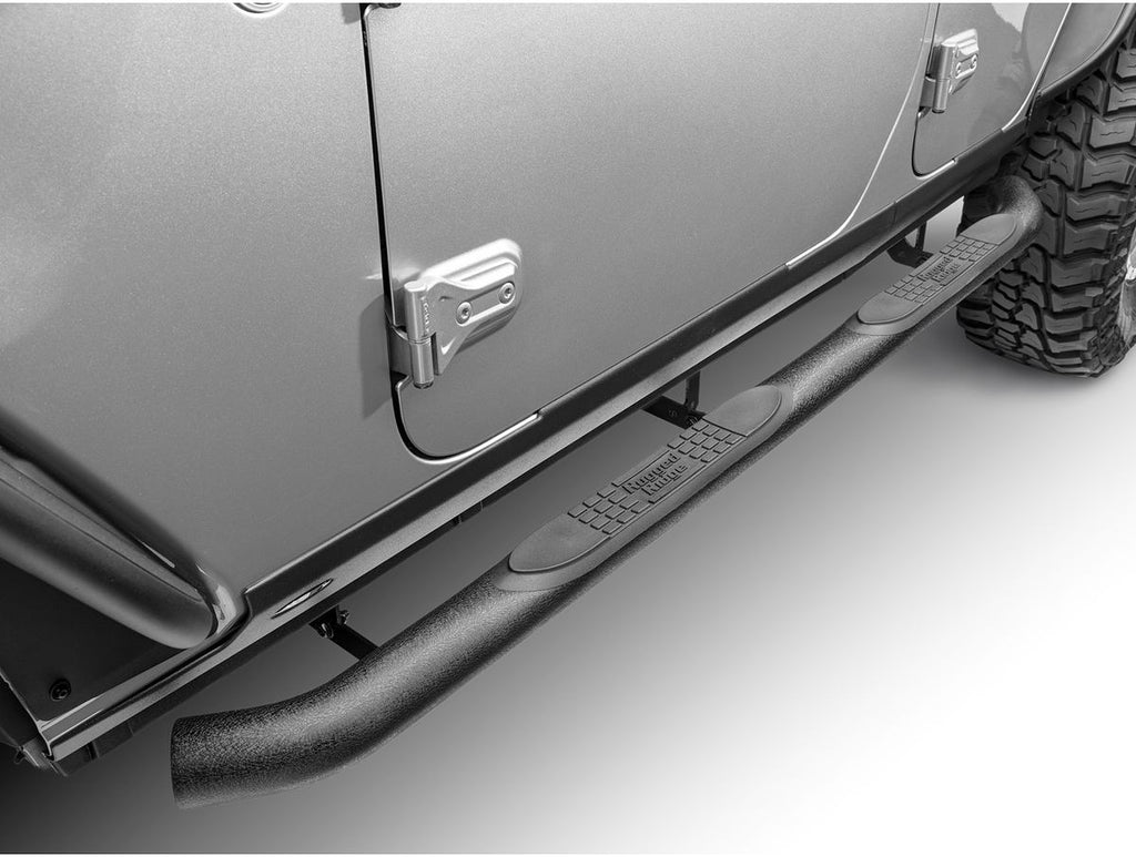 Side Step 3 Inch Round Black 18-Present Wrangler Unlimited JLU 4 Door Rugged Ridge