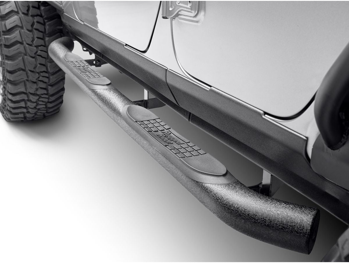 Side Step 3 Inch Round Black 18-Present Wrangler Unlimited JLU 4 Door Rugged Ridge