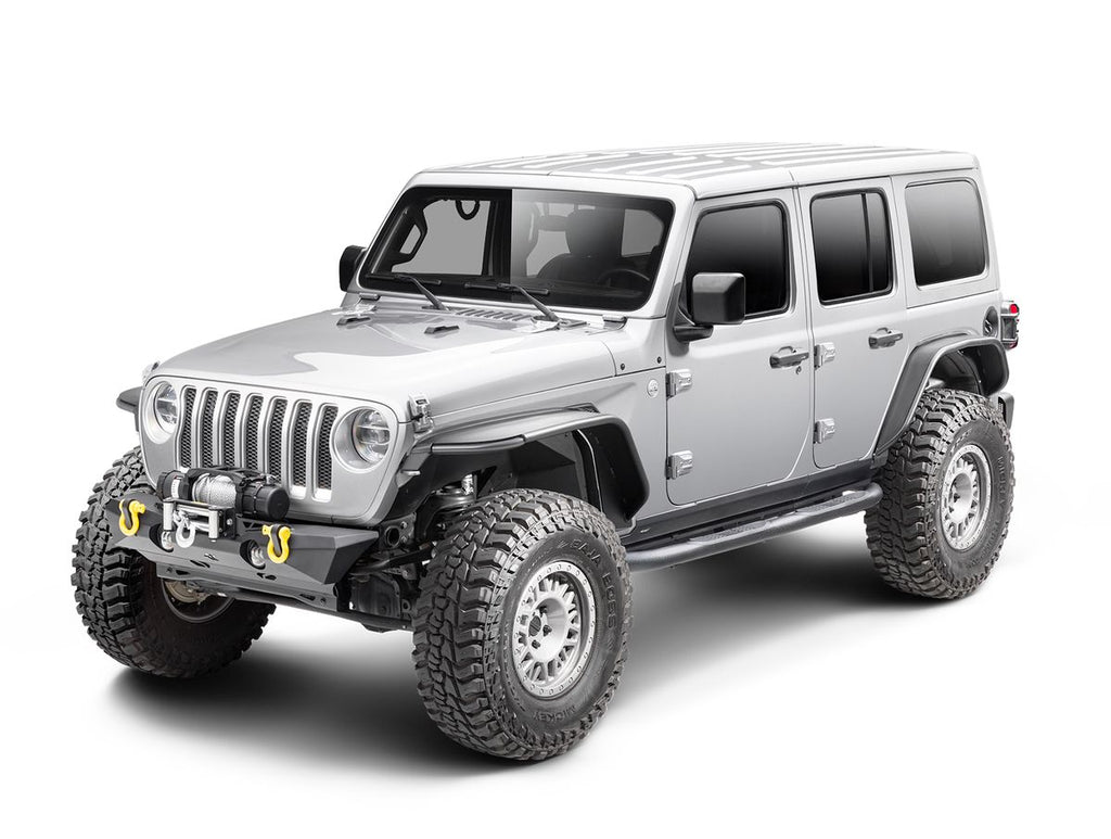 Side Step 3 Inch Round Black 18-Present Wrangler Unlimited JLU 4 Door Rugged Ridge