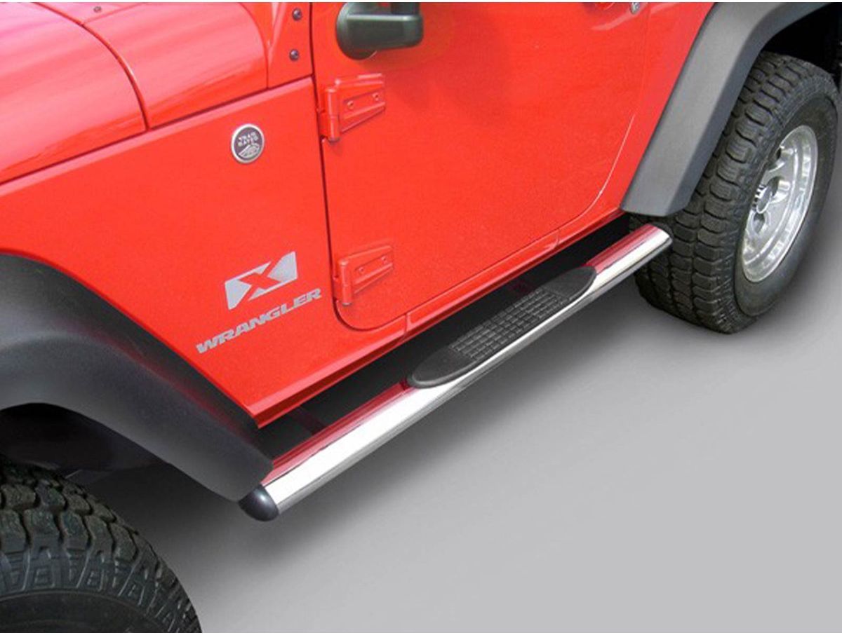 Tube Side Step Kit Oval 4.25 Inch Stainless 07-18 Wrangler 2 Door Rugged Ridge