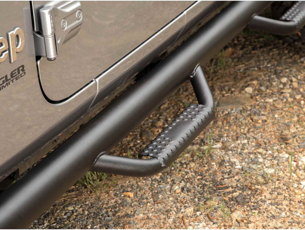 Spartan Nerf Bar Kit Textured Black 18-Present Jeep Wrangler JLU 4 Door Rugged Ridge
