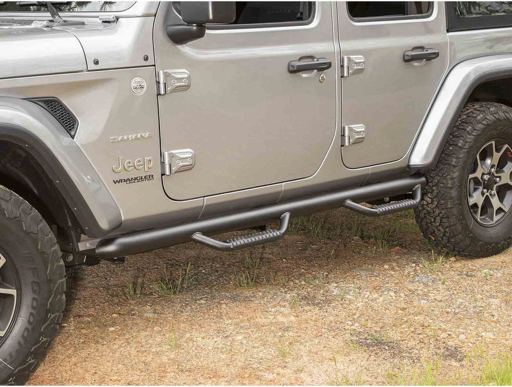 Spartan Nerf Bar Kit Textured Black 18-Present Jeep Wrangler JLU 4 Door Rugged Ridge