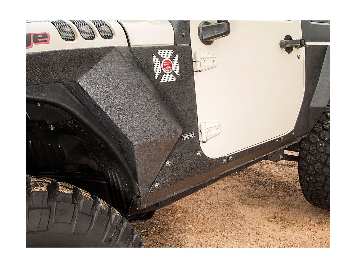 Body Armor Cladding Rocker Panel Guard Steel 07-18 Jeep Wrangler JK Rugged Ridge