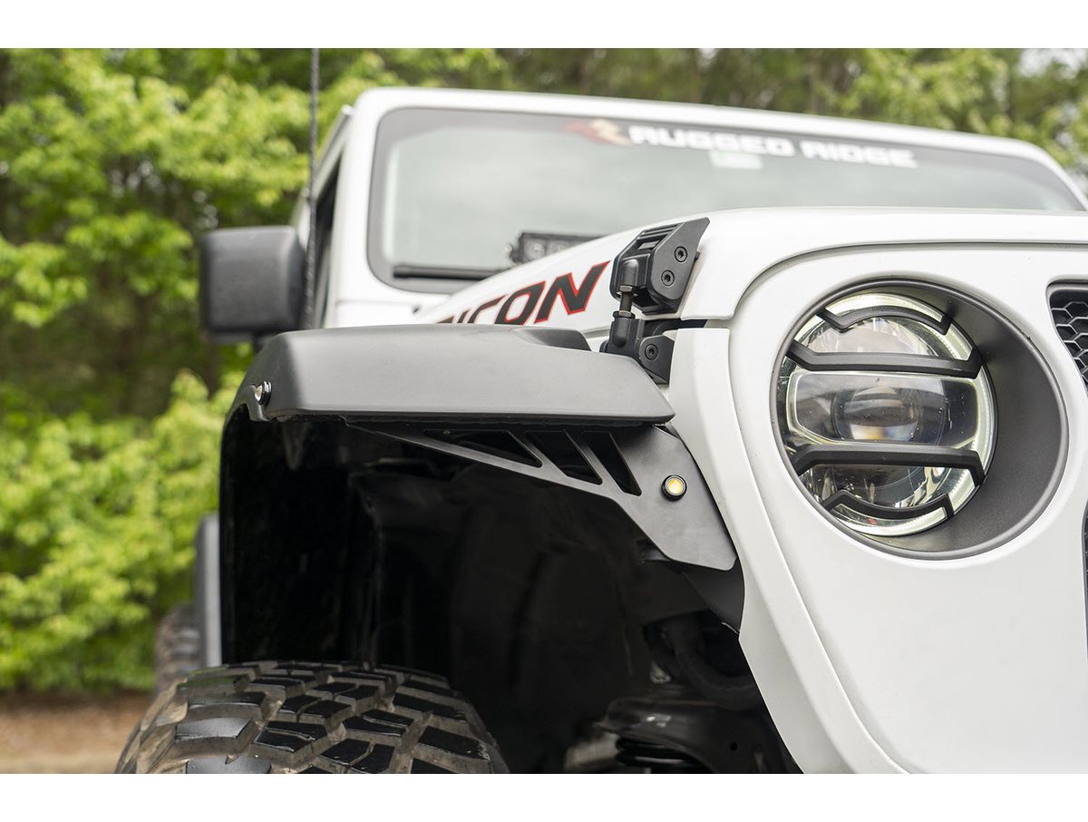 Chop Brackets W/Drl Set Frnt Black Jeep Rugged Ridge