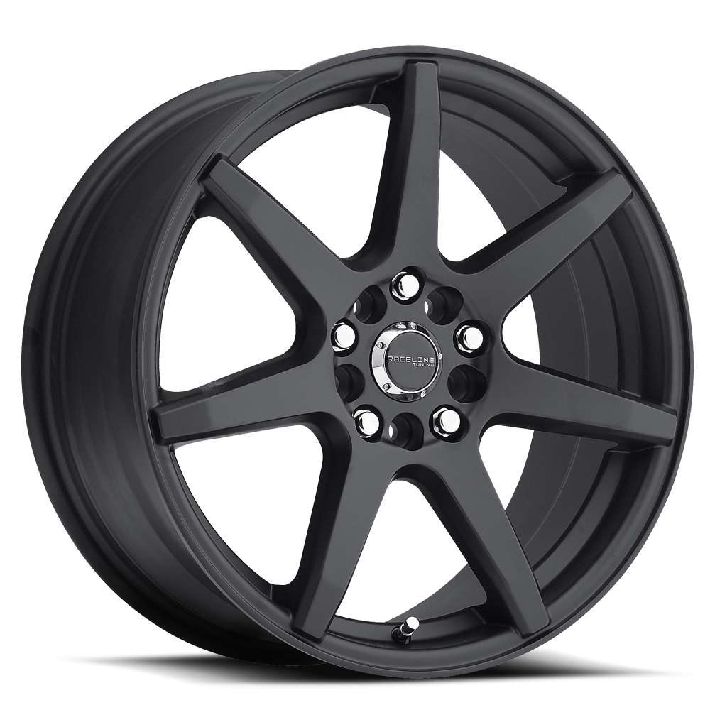 Aluminum Wheels 17x7.5 Evo 131B Satin Black 7 Spoke 20 Offset 5 on 108/5 on 114.3 Bolt Pattern 72.62 Bore Raceline