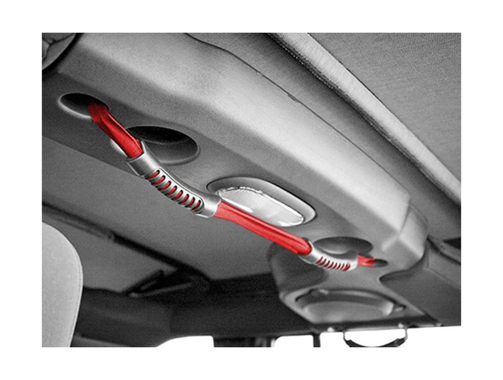 Grab Strap Rear Dual Red 07-18 Jeep Wrangler JKU Rugged Ridge