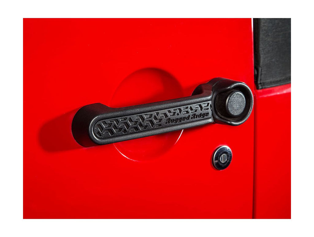 Elite Door Handle Inserts Black Tread 07-18 JK 4 Door Rugged Ridge