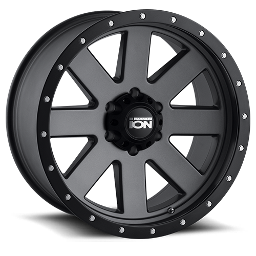 Cast Aluminum Wheels 134 GY 18x9 Black Beadlock Matte Gunmetal Gray ION Wheels