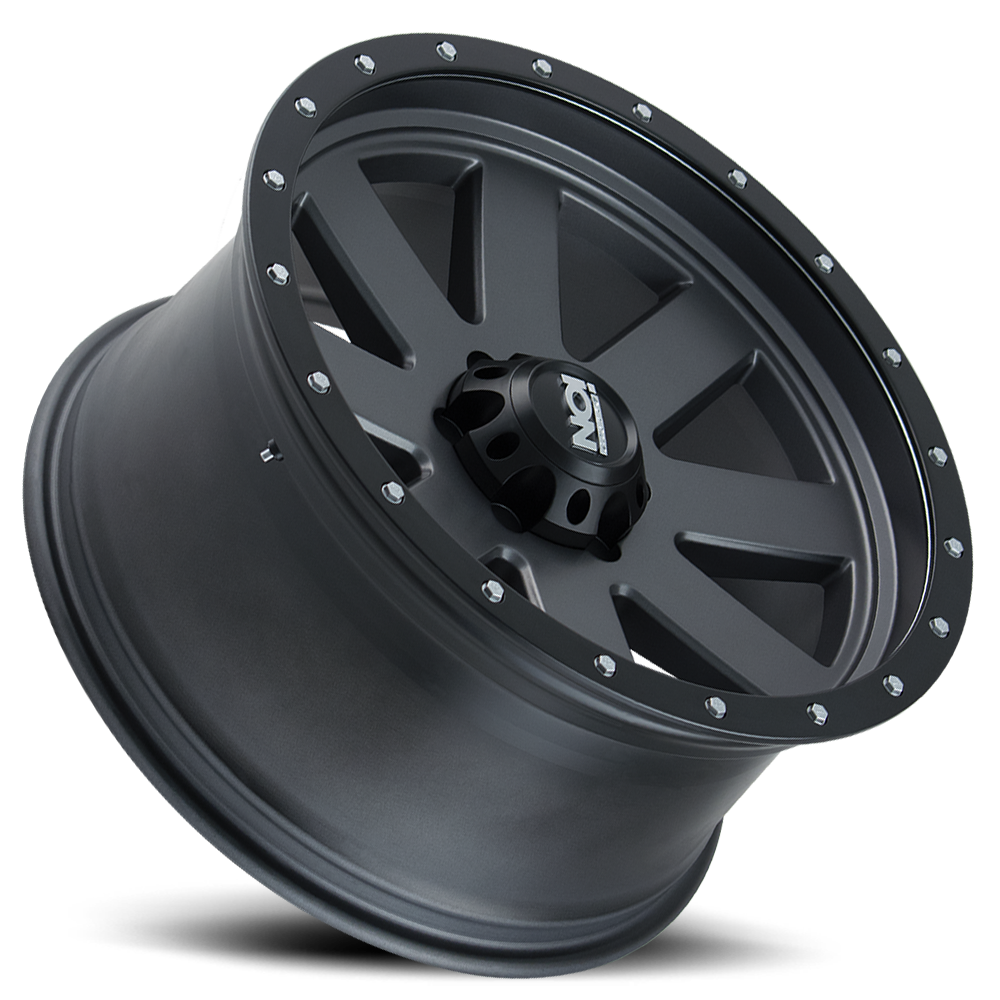 Cast Aluminum Wheels 134 GY 18x9 Black Beadlock Matte Gunmetal Gray ION Wheels