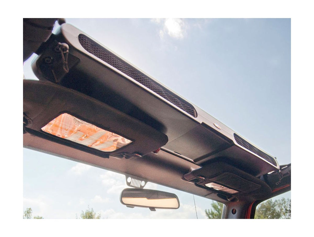 This Overhead Storage Console from Rugged Ridge Fits 87-18 Jeep Wrangler. Rugged Ridge