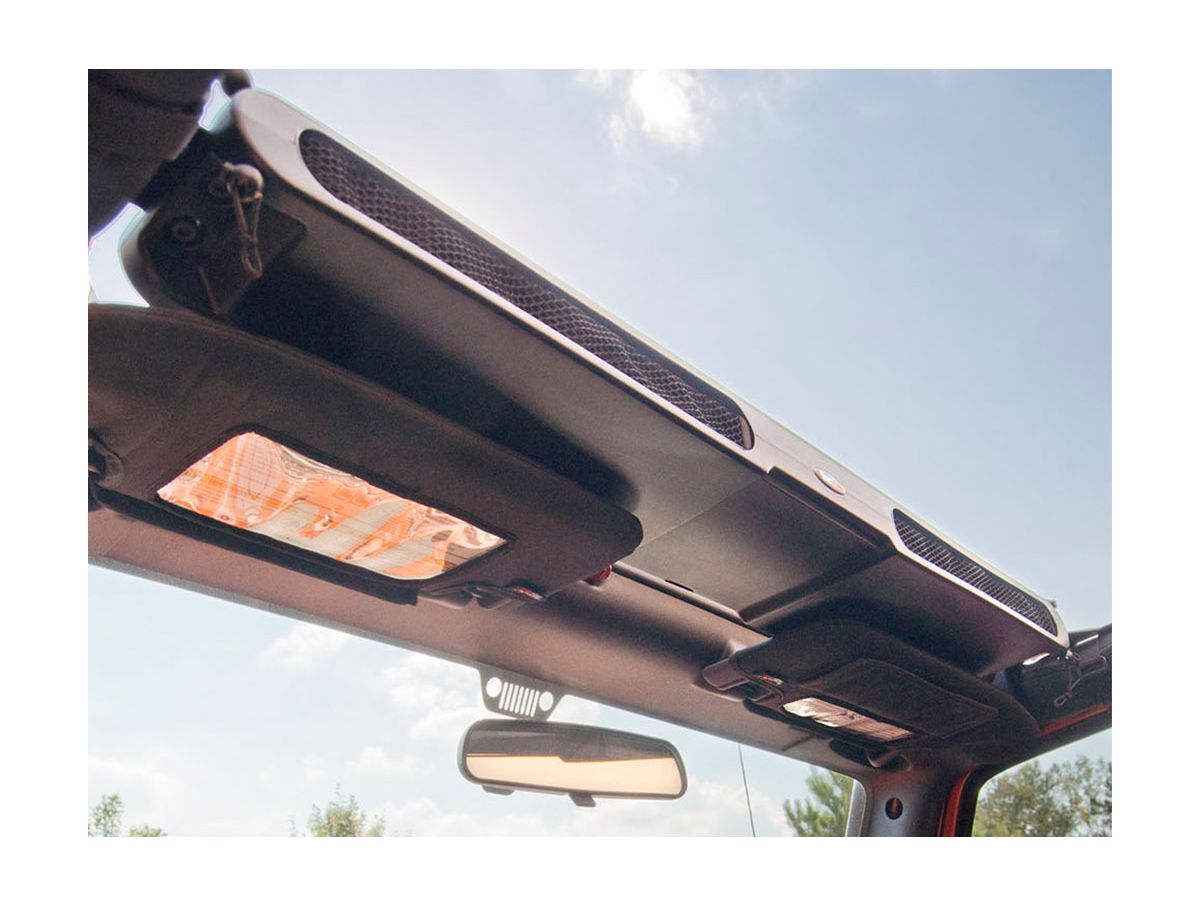 This Overhead Storage Console from Rugged Ridge Fits 87-18 Jeep Wrangler. Rugged Ridge