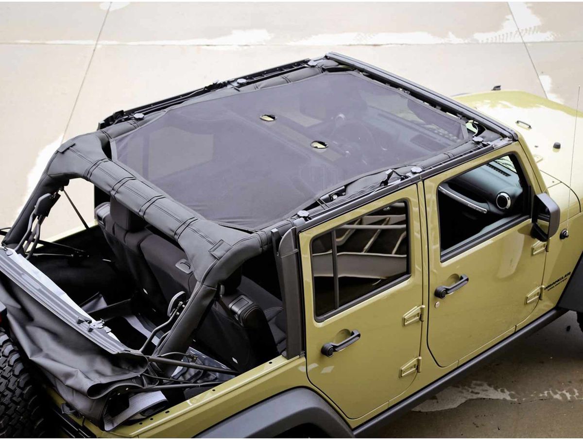 Eclipse Sun Shade Full Black 07-18 Jeep Wrangler JKU 4 Door Rugged Ridge
