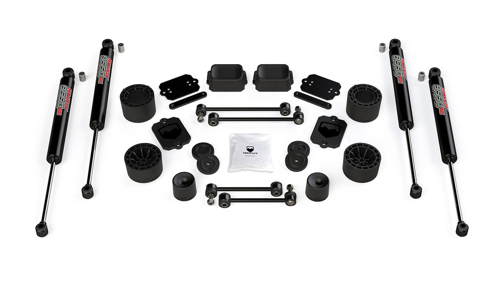 18-Up Wrangler JL 4 Door Sport Sahara 2.5 Inch Performance Spacer Lift Kit & 9550 VSS Twin-Tube TeraFlex
