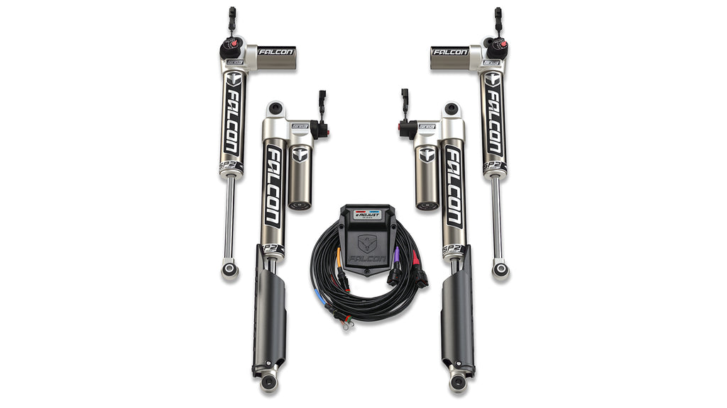 20-Up Jeep Gladiator JT No Mojave EcoDiesel SP2 3.5 e-Adjust Piggyback Shock Kit 0-1.5 Inch Lift Falcon Shocks